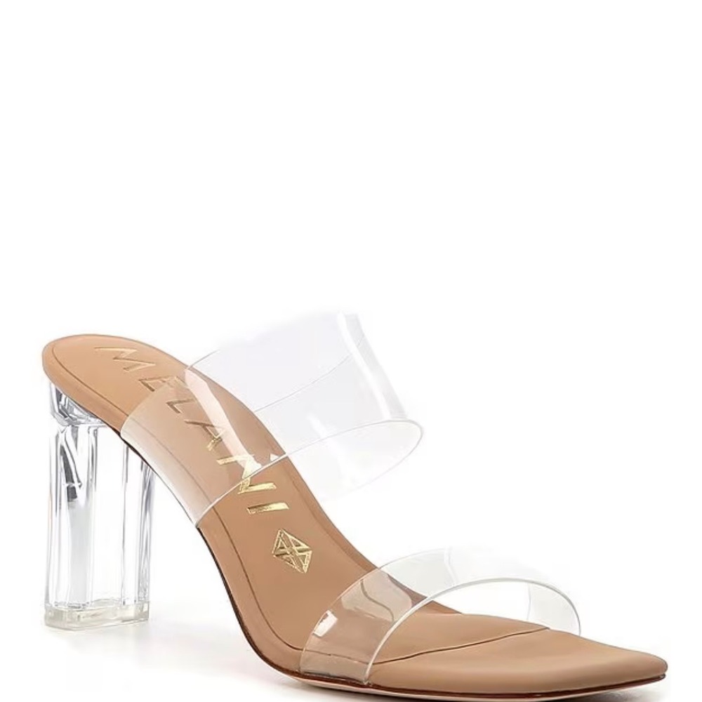 Antonio Melani Hanna Vinyl Two Band Dress Slide Sandals Size 6.5